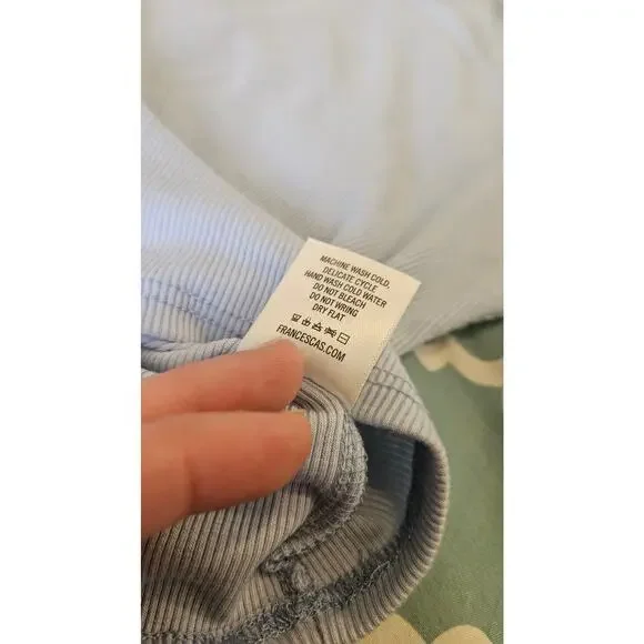 Alya Francesca’s Ribbed Puff Sleeve Scoop Neck Top Blue Size Small - Picture 5 of 9